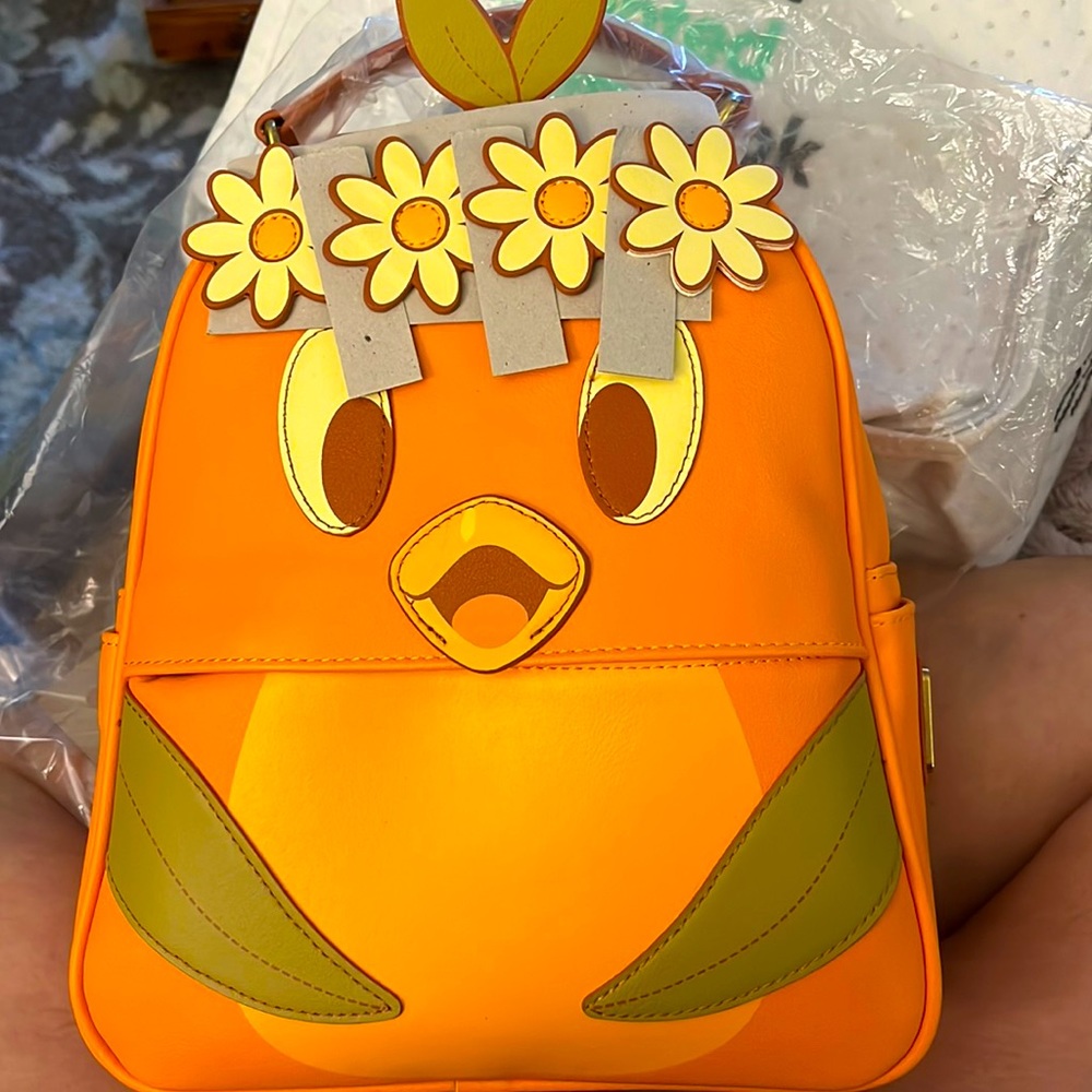 Brand new Orange Bird loungefly backpack purse with all tags and packaging